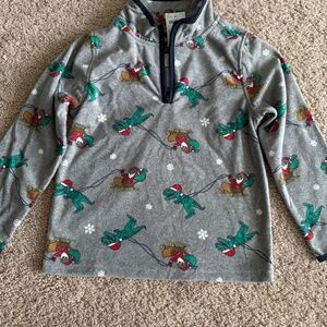 Brand New OshKosh B'Gosh Christmas Dinosaur Santa fleece 1/4 Zip Size 7
